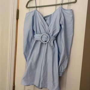 Superdown Sky Blue V-Neck Dress
